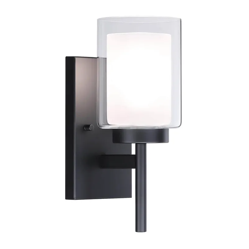 Classic 1-Light Black Vanity Sconce with Dual Glass Shades XB-W1276-1-MB — XiNBEi Lighting LED Wall Lights 60.0W 