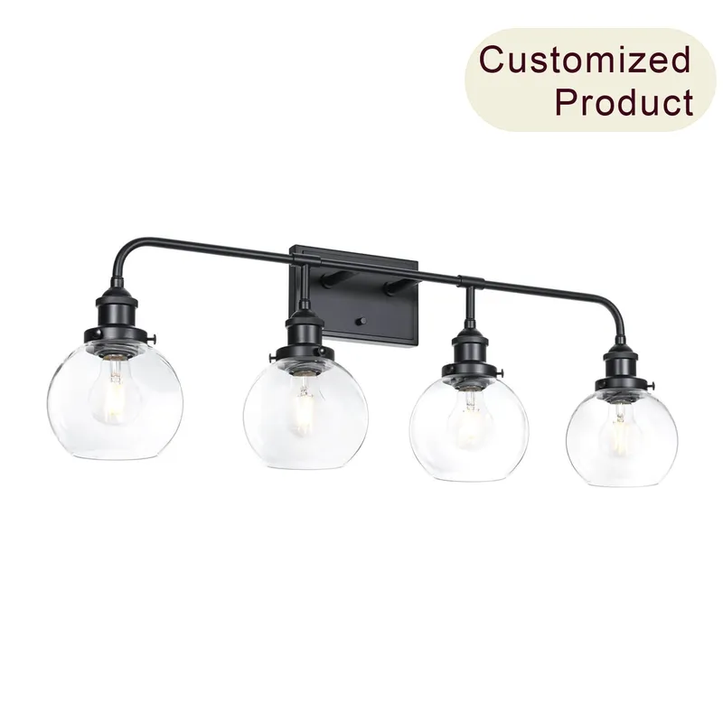 Modern 4-Light Black Globe Vanity Light for Bathroom & Kitchen XB-W1275-4-MB — XiNBEi Lighting LED Wall Lights 60.0W 