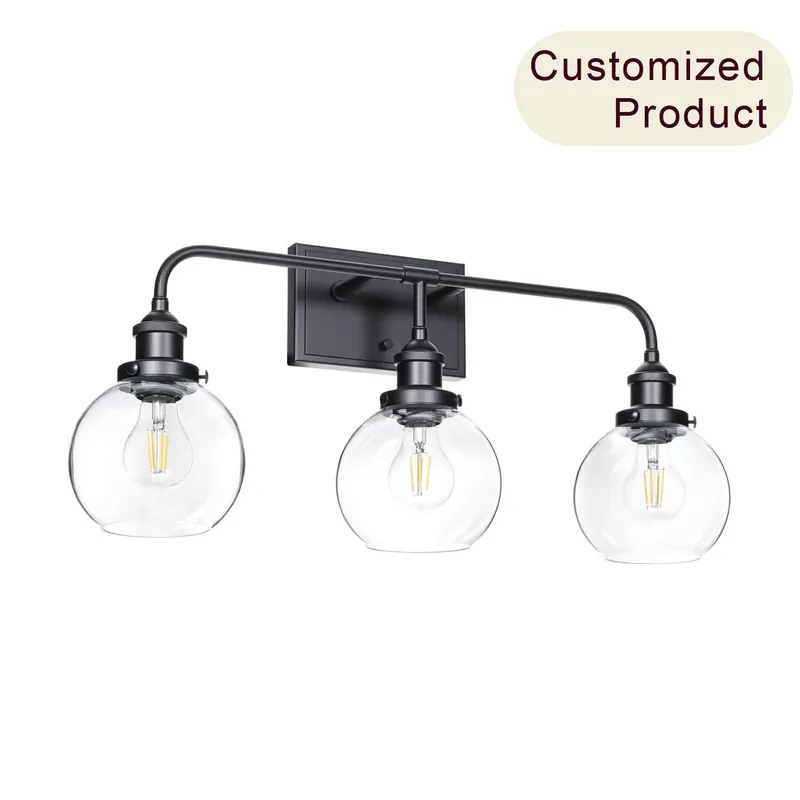 Modern 3-Light Black Globe Vanity Light Over Mirror XB-W1275-3-MB — XiNBEi Lighting LED Wall Lights 60.0W 