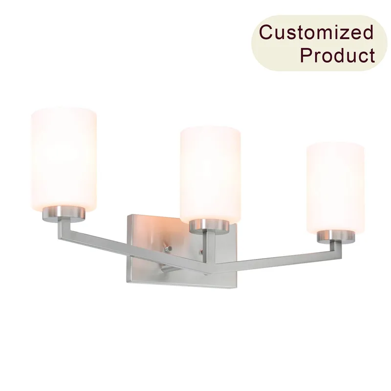 Modern 3-Light Brushed Nickel Vanity Light with Glass Shade XB-W1272-3-BN — XiNBEi Lighting LED Wall Lights 60.0W 