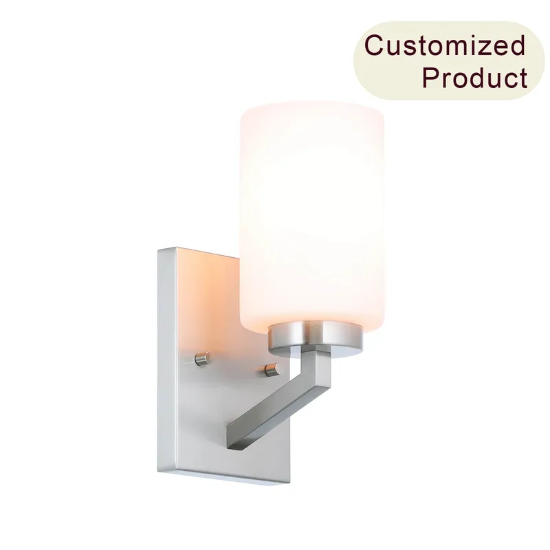 1-Light Brushed Nickel Bath Sconce with Glass XB-W1272-1-BN — XiNBEi Lighting LED Wall Lights 60.0W 