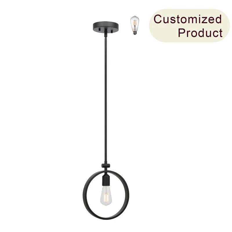 Adjustablel Black Metal Hoop Pendant Light with LED Bulb XB-P1269-MB-LED — XiNBEi Lighting LED Pendant Lights 10.0W 