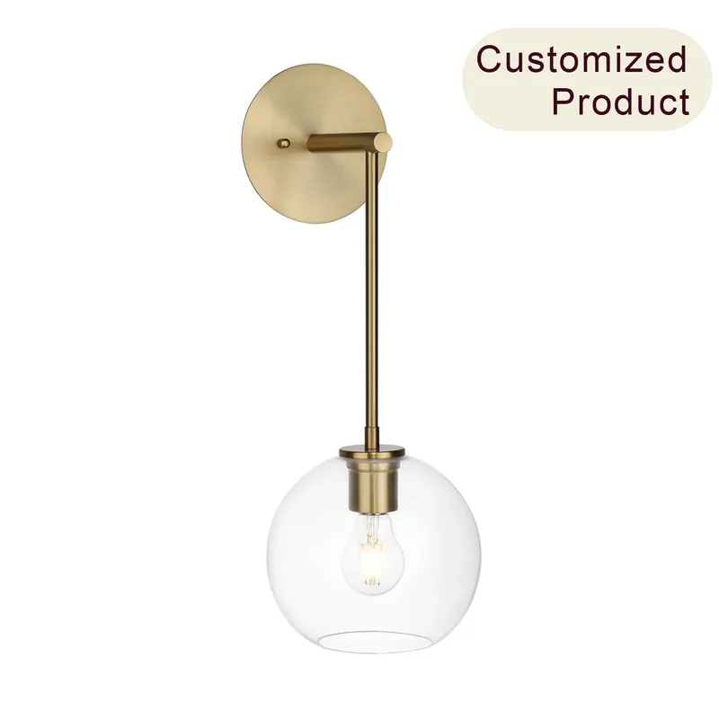 Brushed Brass Glass Globe Wall Sconce for Bathroom & Kitchen XB-W1263-BS — XiNBEi Lighting LED Wall Lights 60.0W 