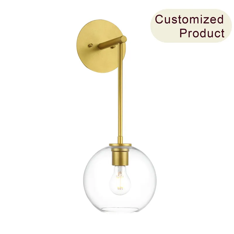 Modern Globe Wall Sconce, 1-Light Bathroom Vanity Light Fixture, Gold Brass XB-W1263-GB — XiNBEi Lighting LED Wall Lights 60.0W 