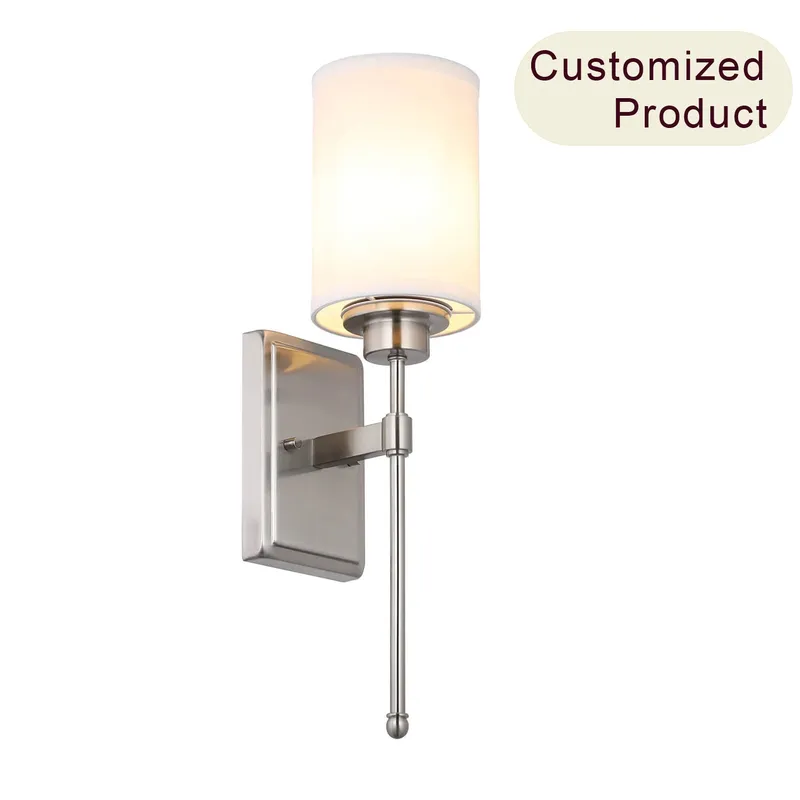 Brushed Nickel Wall Lighting with Fabric Shade for Bathroom & Bedroom XB-W1262-BN — XiNBEi Lighting LED Wall Lights 60.0W 