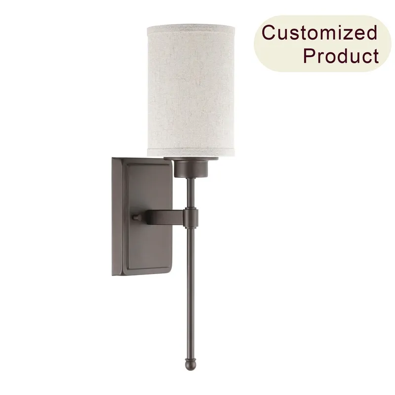 Wall Sconce Light Fixture, Dark Bronze, Fabric Shade, Bathroom Vanity & Bedroom XB-W1262-DB — XiNBEi Lighting LED Wall Lights 60.0W 
