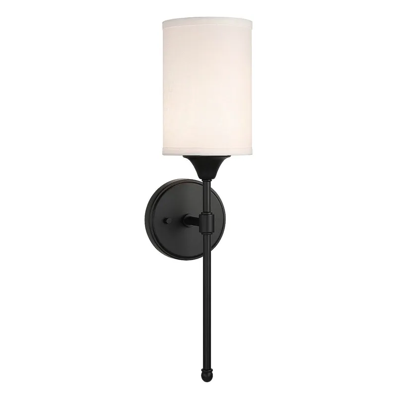 Wall Sconce Light Fixture, Matte Black Vanity Light with Fabric Shade, 1-Light  XB-W1260-MB — XiNBEi Lighting LED Wall Lights 60.0W 