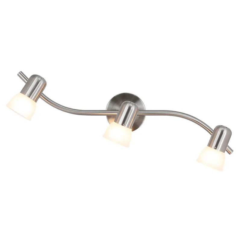 Track Lighting, 3-Light S-Shaped Rail, Brushed Nickel with Alabaster Glass Shades XB-TR1238-3-BN — XiNBEi Lighting LED Track Lights 60.0W 