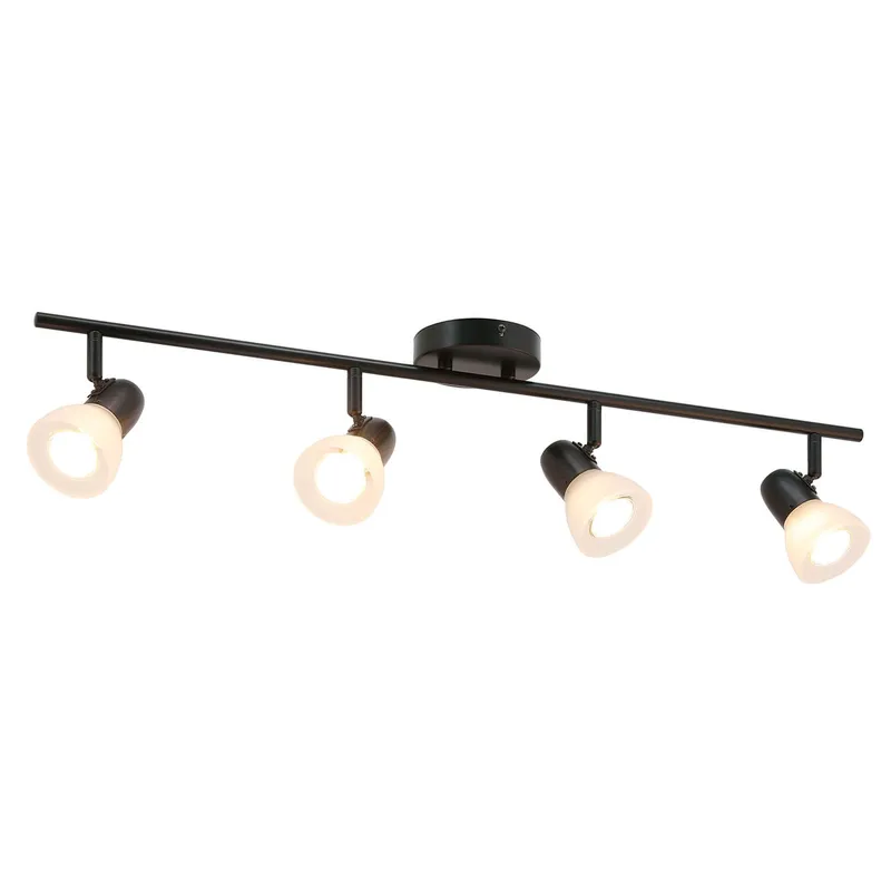 Modern Track Light Fixture, 4-Light Ceiling Mount, Black with Frosted Glass Shades XB-TR1237-4-MB — XiNBEi Lighting LED Ceiling Lights 50.0W 