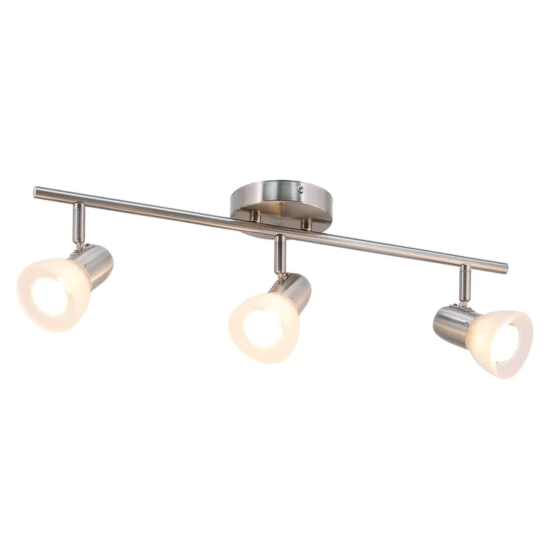 Track Light Fixture, 3-Light Ceiling Mount, Brushed Nickel, Adjustable Spotlights XB-TR1237-3-BN — XiNBEi Lighting LED Ceiling Lights 50.0W 
