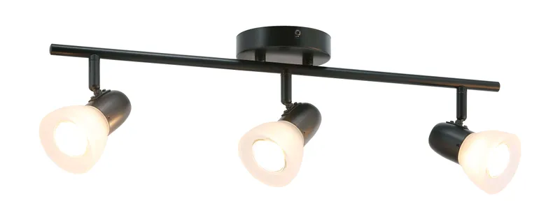 Modern Track Light Fixture, 3-Light Rail with Frosted Glass Shades, Matte Black XB-TR1237-3-MB — XiNBEi Lighting LED Track Lights 50.0W 