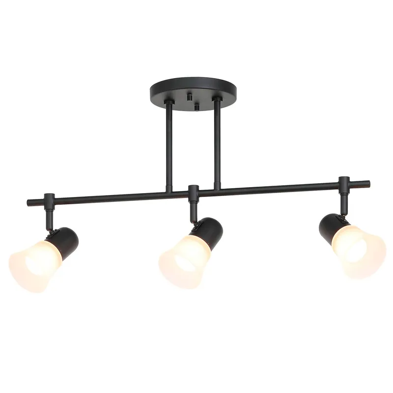 Track Lighting, 3-Light Ceiling Mount, Adjustable Spotlight Heads, Matte Black XB-TR1235-3-MB — XiNBEi Lighting LED Ceiling Lights 60.0W 