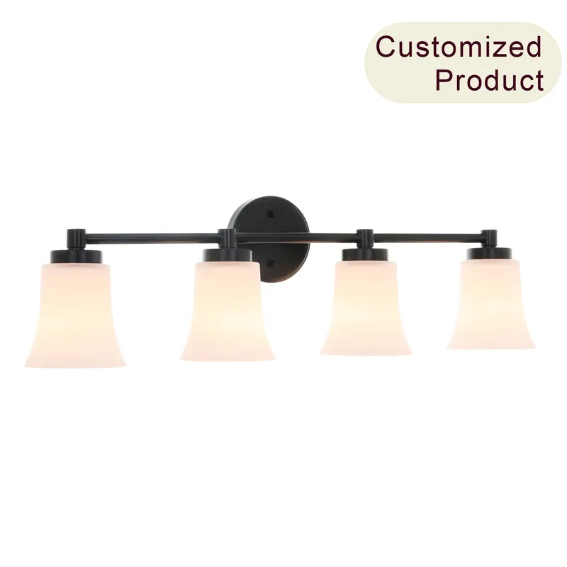 Vanity Light, Modern 4 Light Bath Bar Light, Black Bathroom Wall Light with Glass XB-W1235-4-MB — XiNBEi Lighting LED Wall Lights 60.0W 