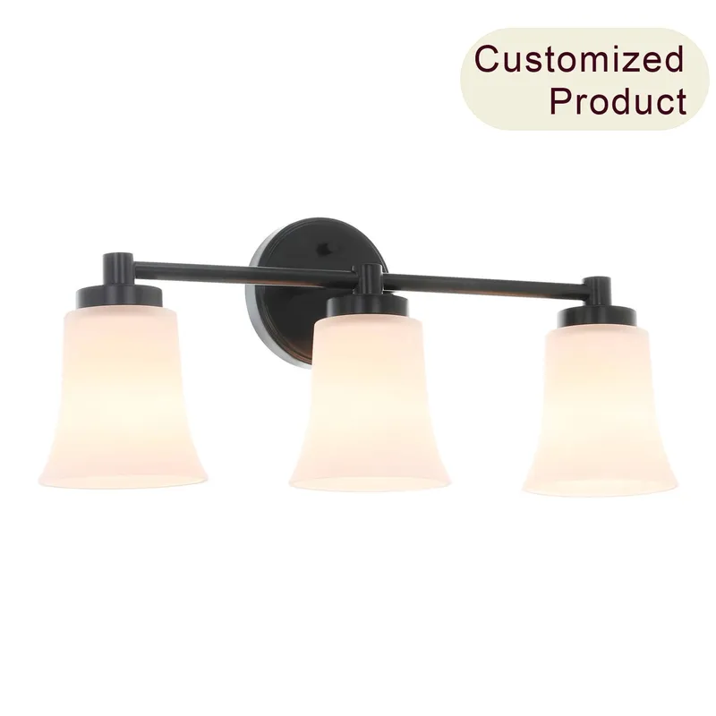 Modern 3-Light Black Bathroom Vanity Light with Glass XB-W1235-3-MB — XiNBEi Lighting LED Wall Lights 60.0W 