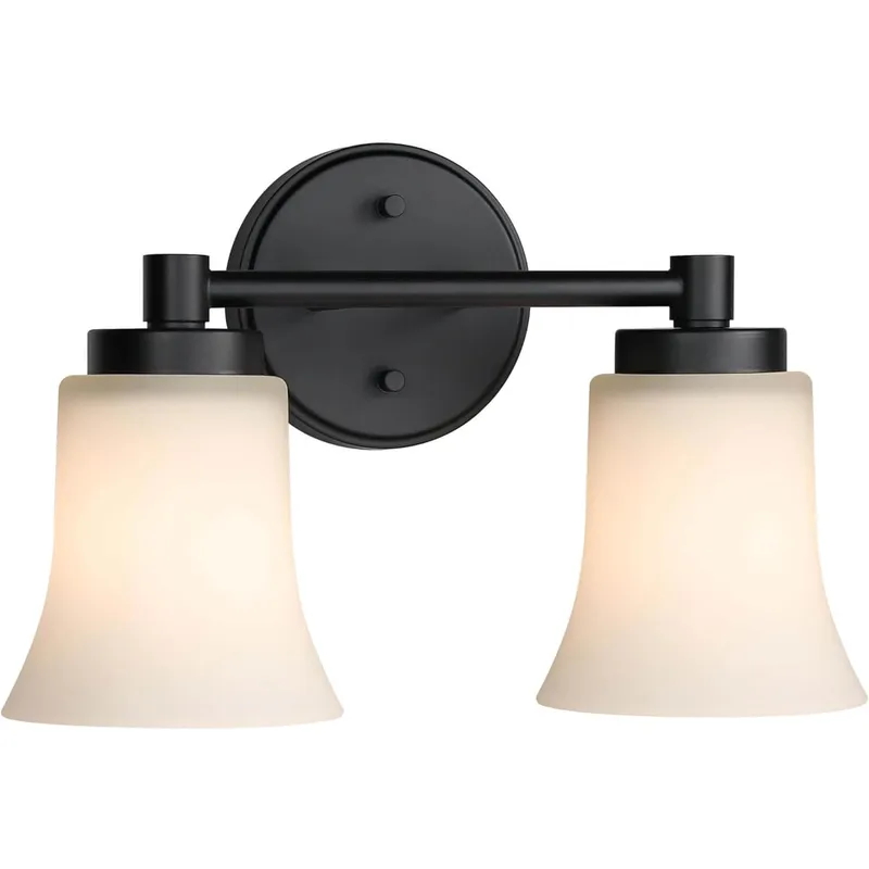 Vintage 2-Light Black Bathroom Vanity Light with Glass XB-W1235-2-MB — XiNBEi Lighting LED Wall Lights 60.0W 