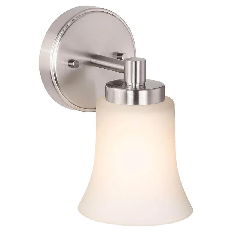 Brushed Nickel Single Bathroom Vanity Wall Light with Glass XB-W1235-1-BN — XiNBEi Lighting LED Wall Lights 60.0W 