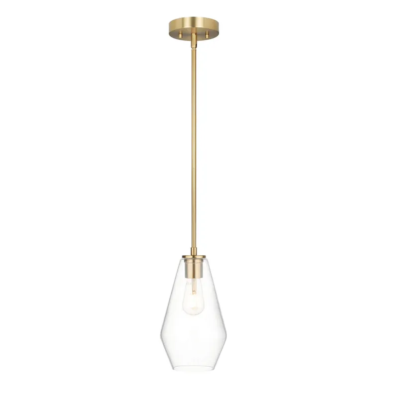 Glass Pendant Light, Brushed Brass, Clear Glass Shade, Kitchen Island Hanging Fixture XB-P1228-BS — XiNBEi Lighting LED Pendant Lights 60.0W 