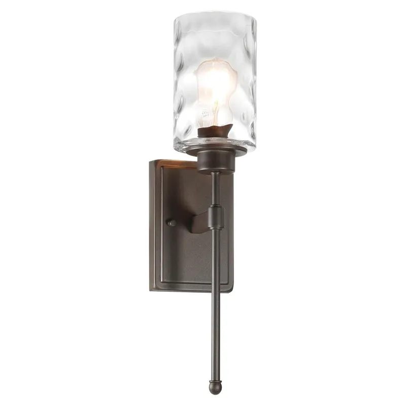 Modern Wall Sconce with Hammered Glass Shade, Dark Bronze Finish, Indoor Light Fixture XB-W1227-DB — XiNBEi Lighting LED Wall Lights 60.0W 