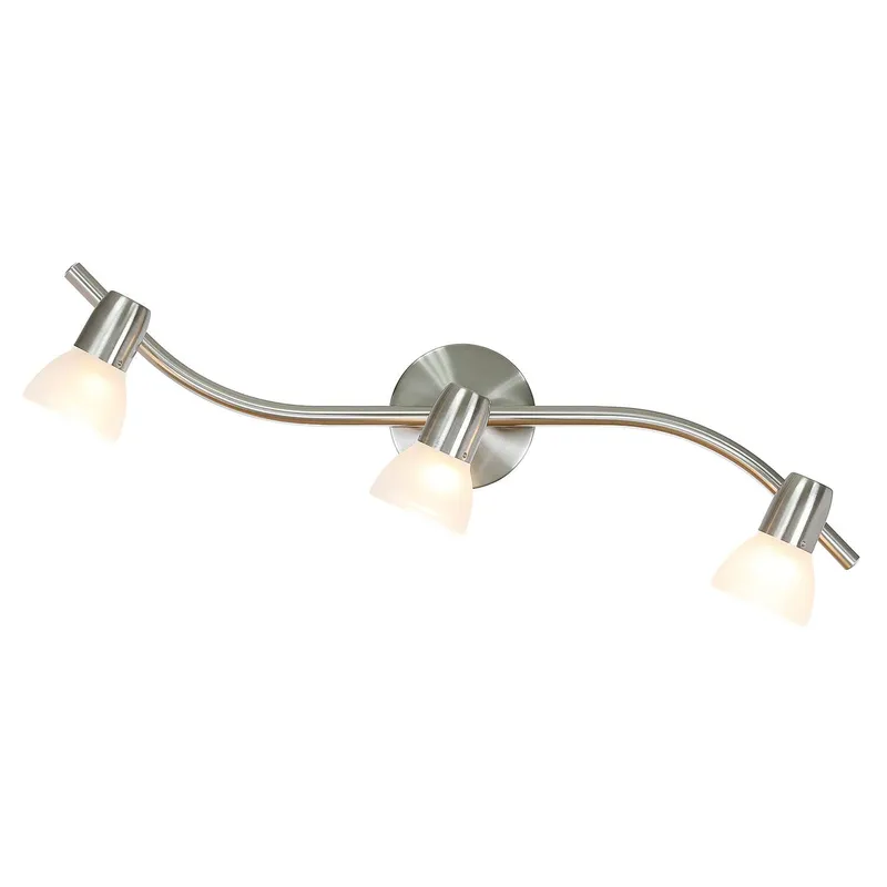 Track Light Fixture, 3-Light Wave Bar, Brushed Nickel with Frosted Glass Shades XB-TR1223-3-BN — XiNBEi Lighting LED Track Lights 50.0W 