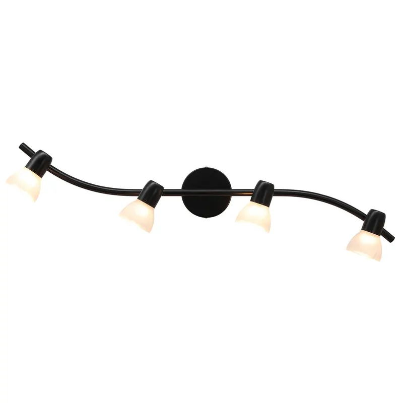 Track Lighting, 4 Light Modern Black Curved Kitchen Track Ceiling Light Fixtures XB-TR1223-4-MBK — XiNBEi Lighting LED Ceiling Lights 50.0W 