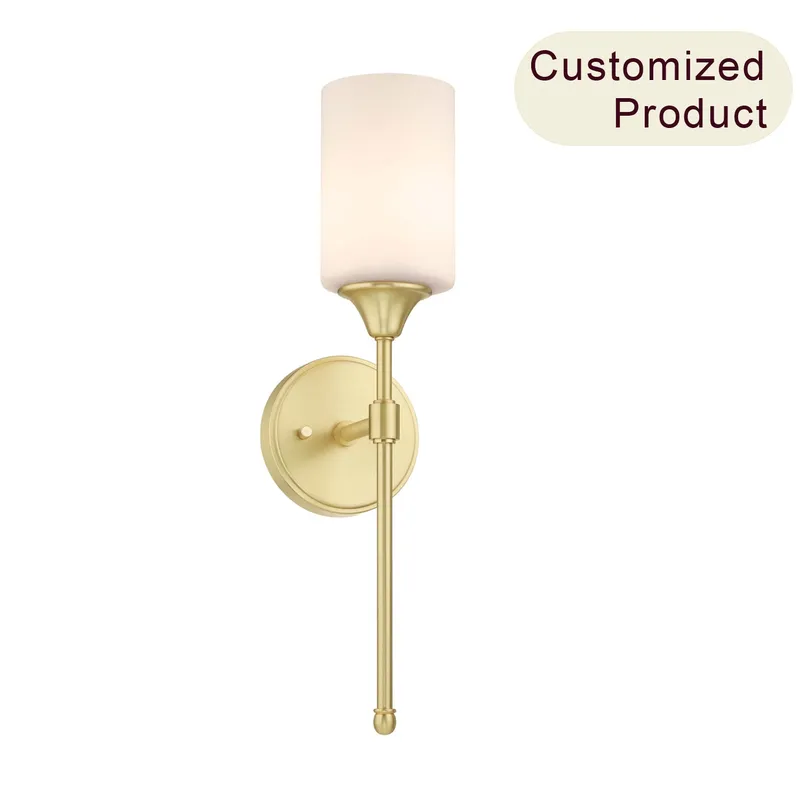 Bathroom Vanity Wall Sconce Light Fixture, Glass Shade, Satin Brass Finish XB-W1216-SB — XiNBEi Lighting LED Wall Lights 60.0W 
