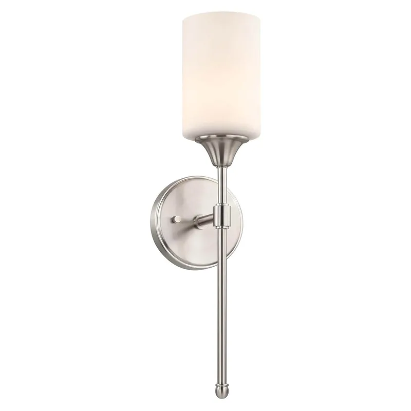 Wall Sconce Light Fixture with Glass Shade, Brushed Nickel, Bathroom Vanity Lighting XB-W1216-BN — XiNBEi Lighting LED Wall Lights 60.0W 