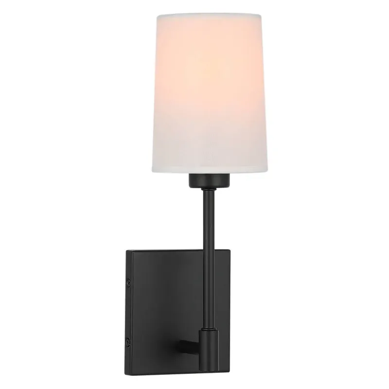 Modern Wall Sconce Light, Black Wall Mounted Lamp, Fabric Shade, 1 Light XB-W1215-1-MB — XiNBEi Lighting LED Wall Lights 40.0W 