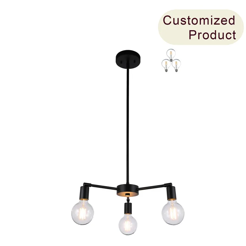 Modern 3-Light Pendant Chandelier, Matte Black with Edison Bulbs, Adjustable Arms XB-C1211-3-MBK — XiNBEi Lighting LED Pendant Lights  