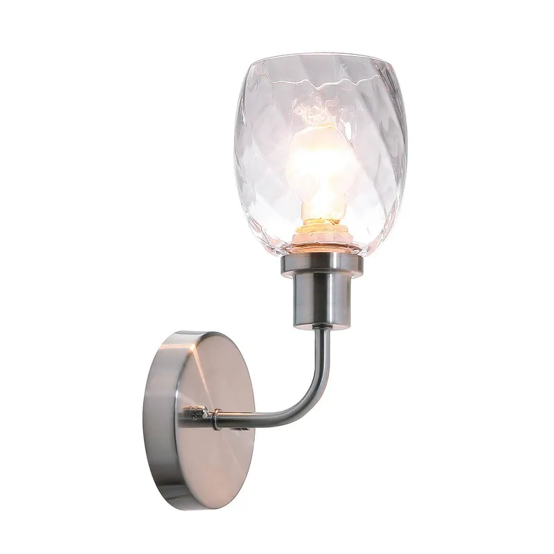 Wall Sconce, 1 Light Bathroom Vanity Wall Light with Clear Glass, Brushed Nickel XB-W1210-1-BN — XiNBEi Lighting LED Wall Lights 60.0W 
