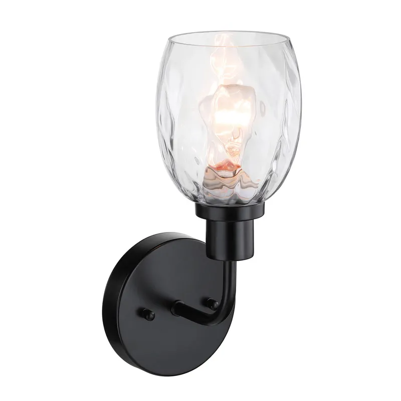 Wall Sconce, 1 Light Bathroom Vanity Wall Light with Clear Glass, Matte Black XB-W1210-1-MBK — XiNBEi Lighting LED Wall Lights 60.0W 