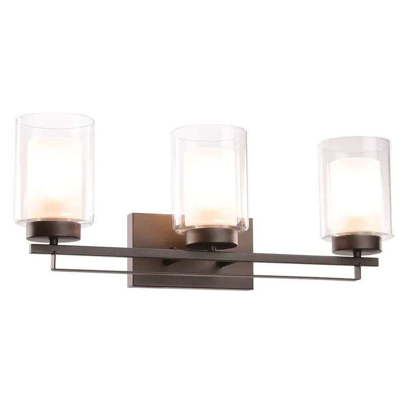 3 Light Bathroom Vanity Lighting with Dual Glass in Dark Bronze XB-W1195-3-DB — XiNBEi Lighting LED Wall Lights 60.0W 