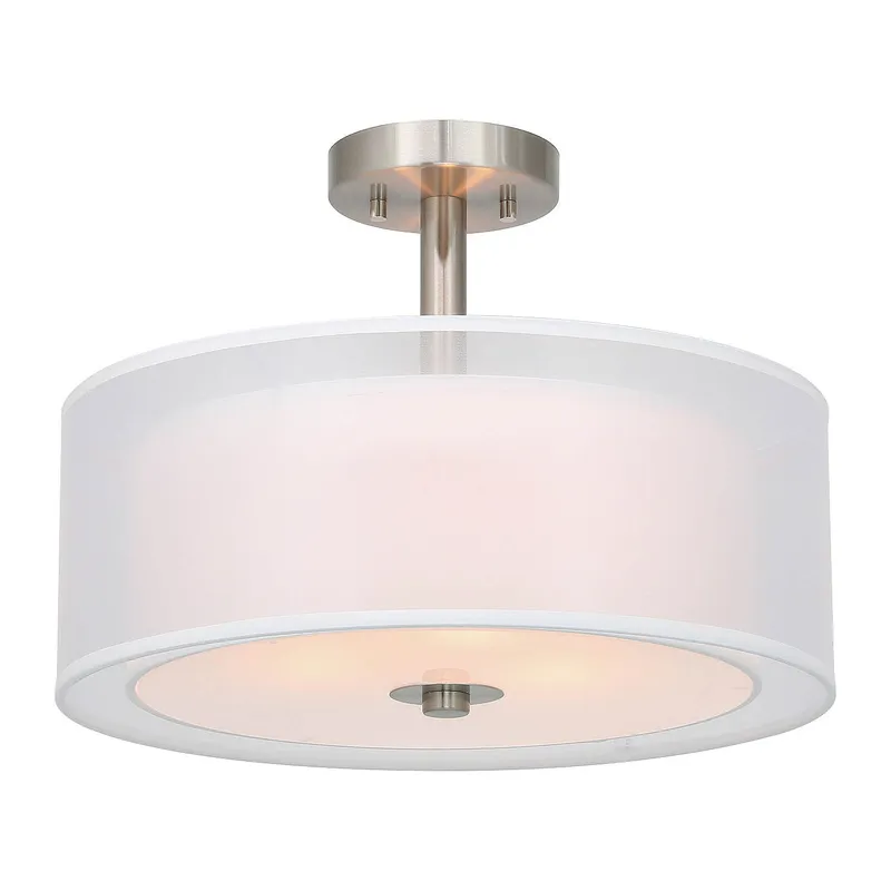 16 inch Brushed Nickel Drum Ceiling Light for Living Room & Bedroom XB-SF1194-BN — XiNBEi Lighting LED Ceiling Lights 60.0W 