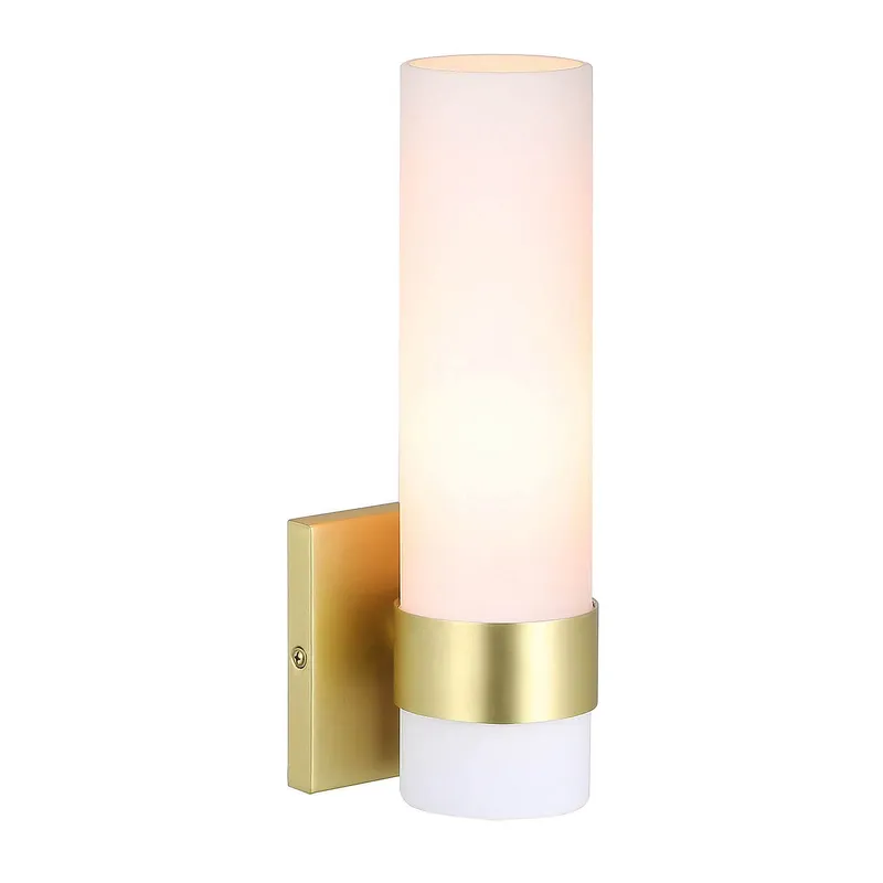 1-Light ADA Bathroom Wall Sconce with Tube Glass in Satin Brass XB-W1185-SB — XiNBEi Lighting LED Wall Lights 60.0W 