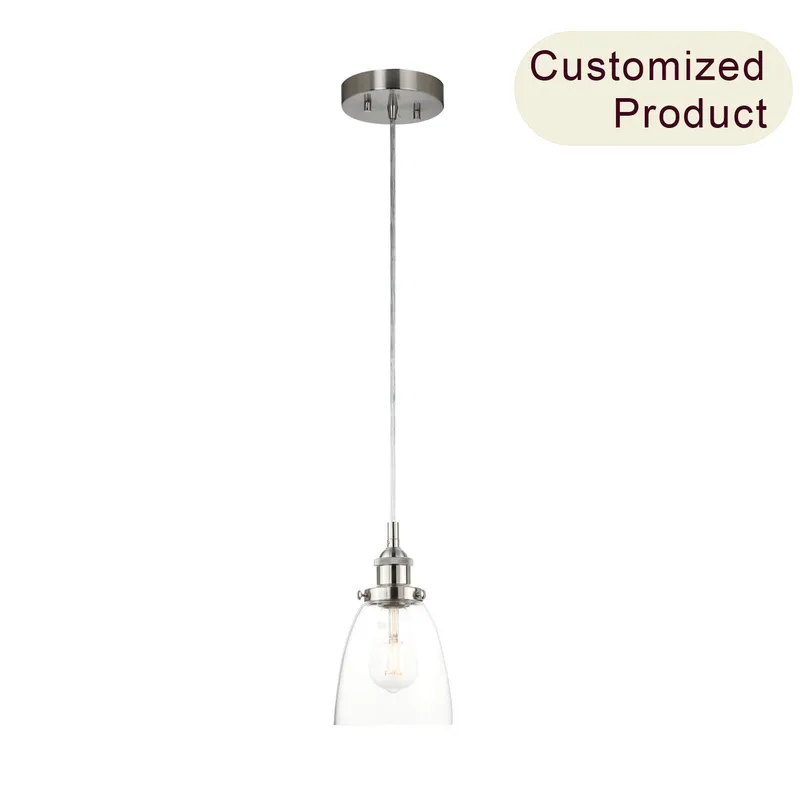 Adjustable Brushed Nickel Mini Pendant Light with Glass Shade for Kitchen XB-P1160-BN — XiNBEi Lighting LED Pendant Lights 60.0W 