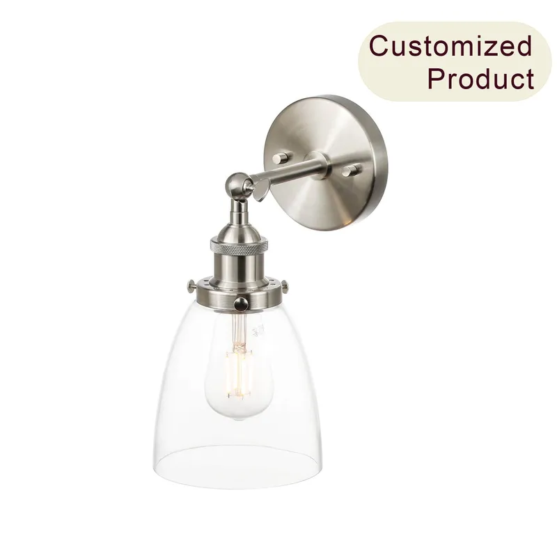 Brushed Nickel Glass Wall Sconce for Bathroom & Kitchen XB-W1160-BN — XiNBEi Lighting LED Wall Lights 60.0W 