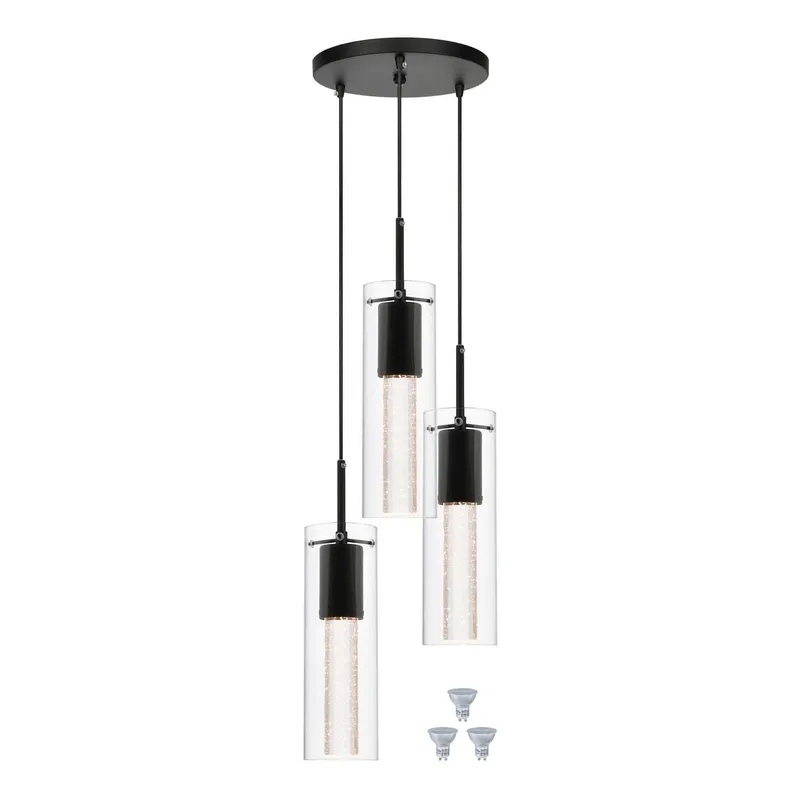 Modern 3-Light Cluster Pendant with Bubble Crystal & LED Bulb XB-P1110-3-MB — XiNBEi Lighting LED Pendant Lights 10.0W 3000K