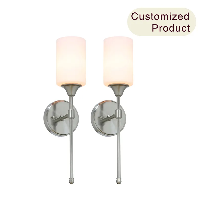 Brushed Nickel Glass Wall Sconce - 2 Pack XB-W1216-2BN — XiNBEi Lighting LED Wall Lights 60.0W 
