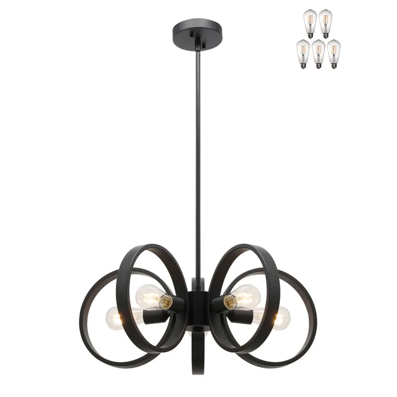 Adjustable Black Chandelier Pendant Light with LED Bulbs XB-C1269-5-MB-LED — XiNBEi Lighting LED Pendant Lights 10.0W 