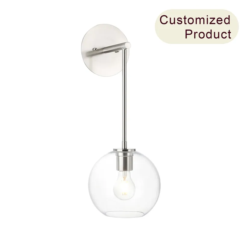 Modern Globe Glass Vanity Light - Brushed Nickel Finish XB-W1263-BN-1 — XiNBEi Lighting LED Wall Lights 60.0W 