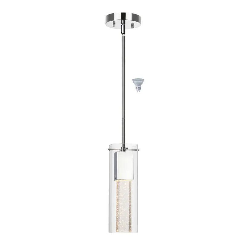 Modern Chrome Mini Pendant Light with Square Bubble Glass XB-P1110-SQ — XiNBEi Lighting LED Pendant Lights 6.5W 