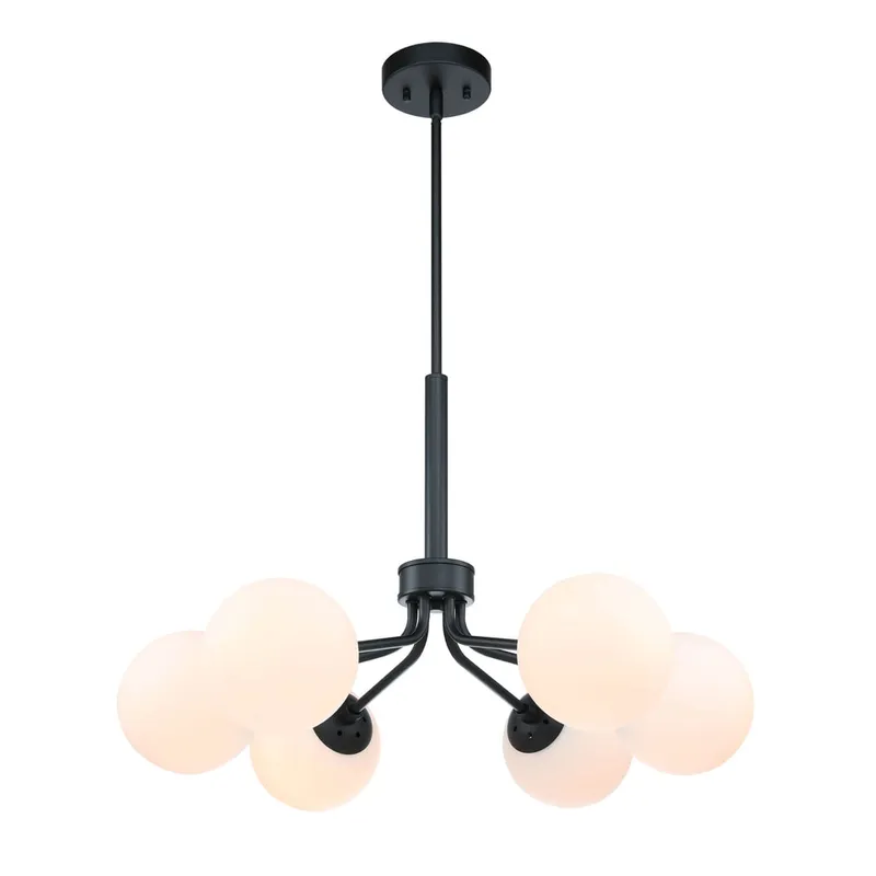 Mid Century Modern Black Globe Chandelier with 6 Lights XB-C1304-6-MB — XiNBEi Lighting LED Pendant Lights 60.0W 