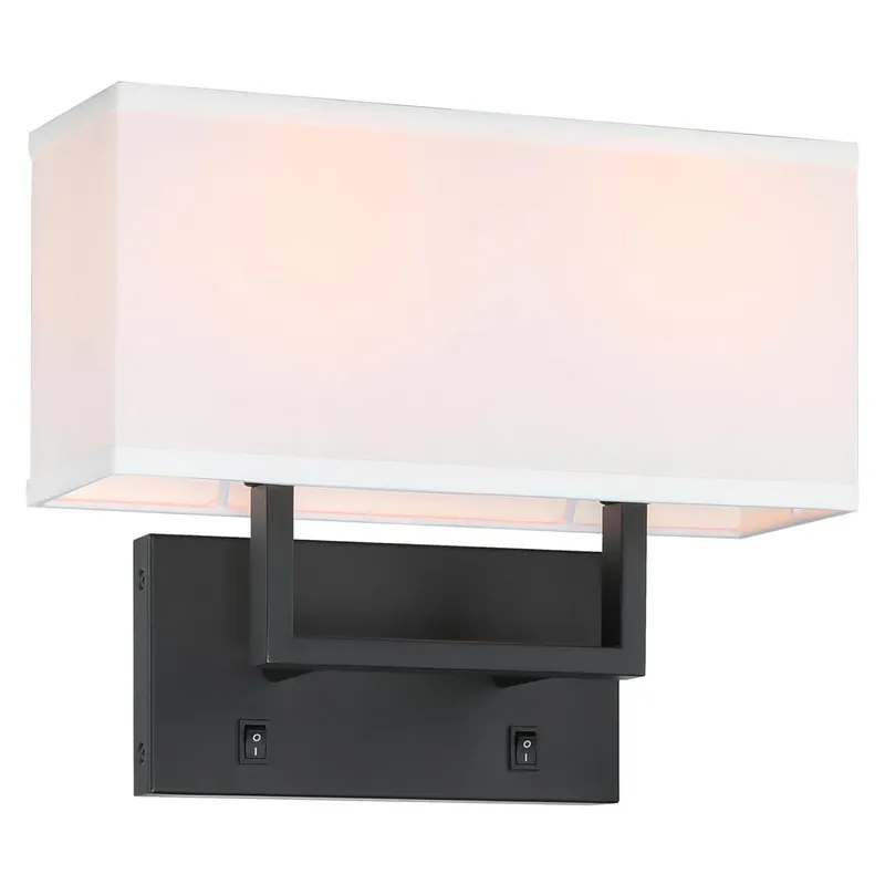 Modern Black Wall Lamp with White Fabric Shade XB-W1230-MB — XiNBEi Lighting LED Wall Lights 60.0W 