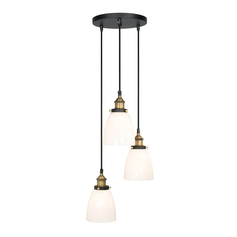 Modern 3-Light Cluster Pendant with Milk Glass, Anti-Brass Finish XB-P1160-3-AB — XiNBEi Lighting LED Pendant Lights 60.0W 
