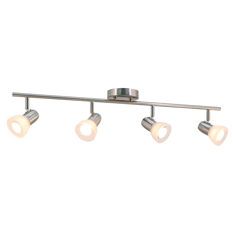 Modern Kitchen Track Lighting with Glass: Brushed Nickel Finish XB-TR1237-4-BN — XiNBEi Lighting LED Track Lights 50.0W 