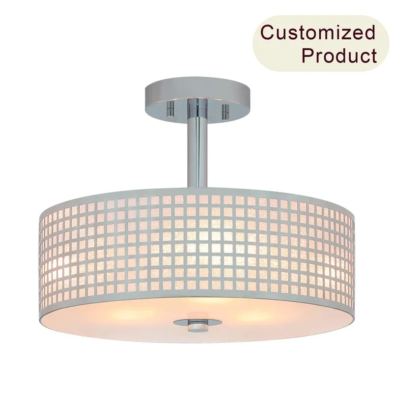 15 inch Modern 3-Light Chrome Drum Ceiling Fixture for Bedroom/Living Room XB-SF1124-CH — XiNBEi Lighting LED Ceiling Lights 60.0W 