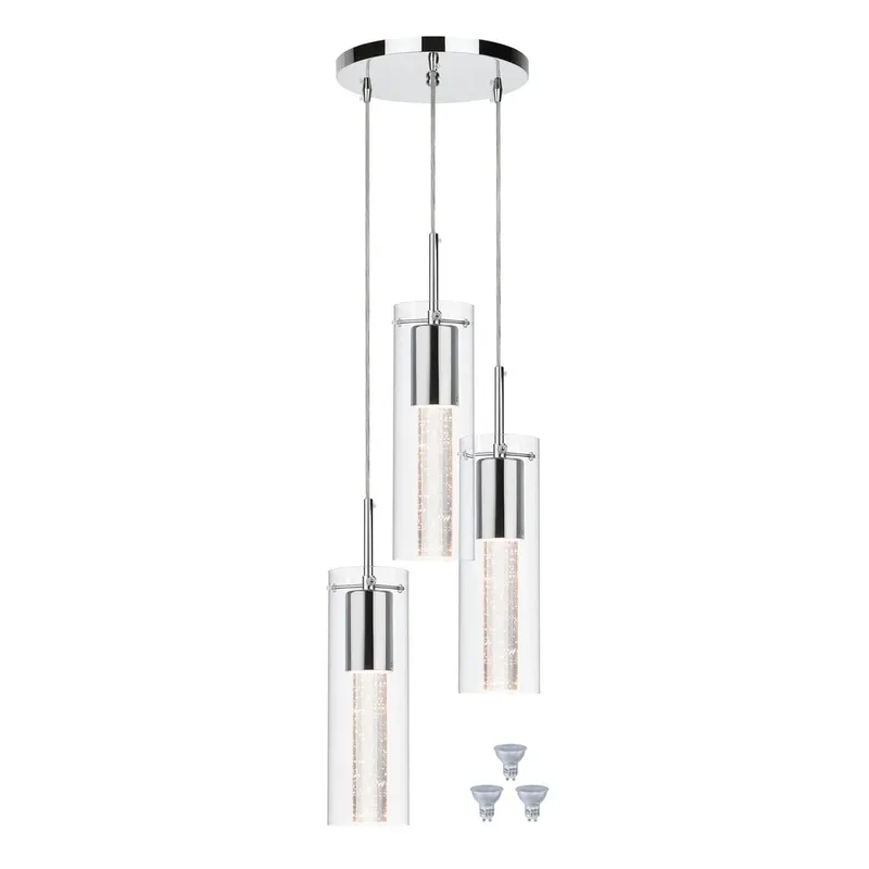 Crystal and LED Cluster Pendant Light with 3 Lights XB-P1110-3-CH — XiNBEi Lighting LED Pendant Lights 10.0W 