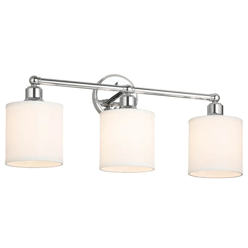 Modern Fabric Shade Bathroom Vanity Light - 3 Light Chrome Finish XB-W1214-3-CH — XiNBEi Lighting LED Wall Lights 60.0W 