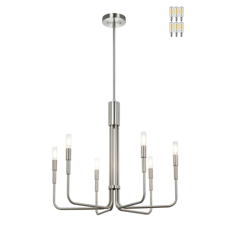 Modern Adjustable Nickel LED Chandelier XB-C1213-6-BN — XiNBEi Lighting LED Pendant Lights 8.0W 