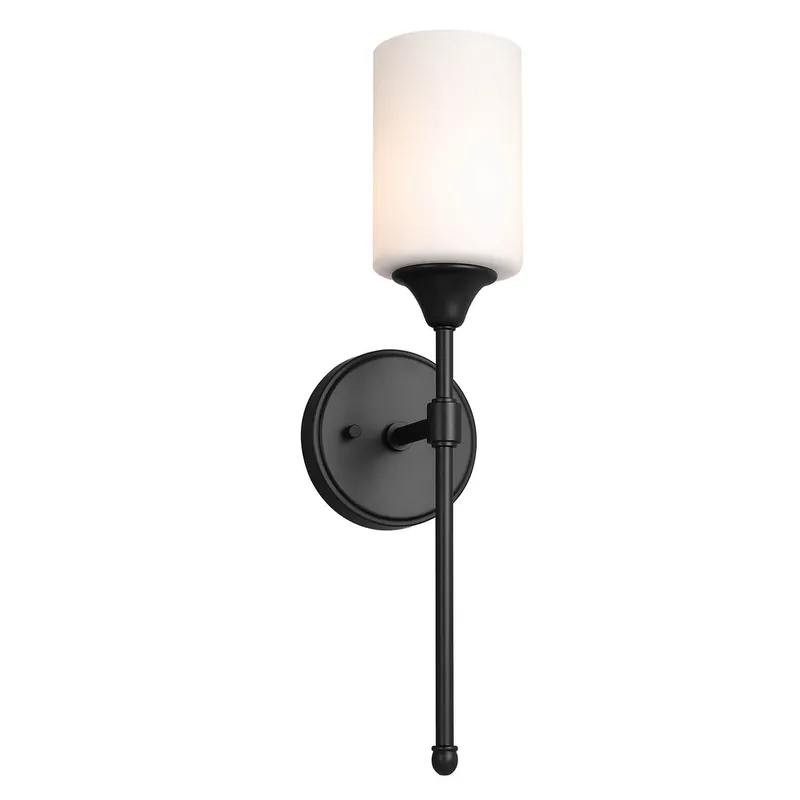 Matte Black Bathroom Vanity Wall Sconce with Glass XB-W1216-MBK — XiNBEi Lighting LED Wall Lights 60.0W 