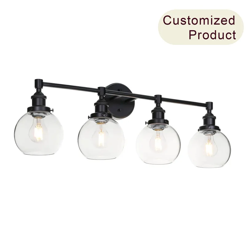 Industrial 4-Light Glass Vanity Wall Light XB-W1256-4-MB — XiNBEi Lighting LED Wall Lights 60.0W 